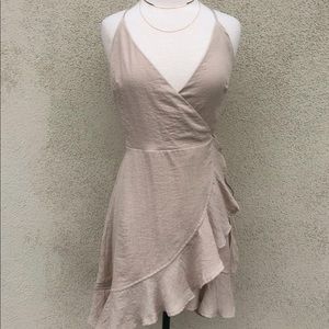 Tan/ cream wrap dress